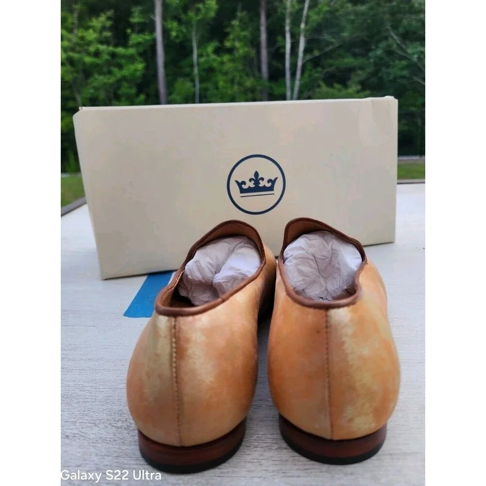 New Peter Millar Women's 8.5 M Belgian Walker Flats Shoes NIB $199 Gold